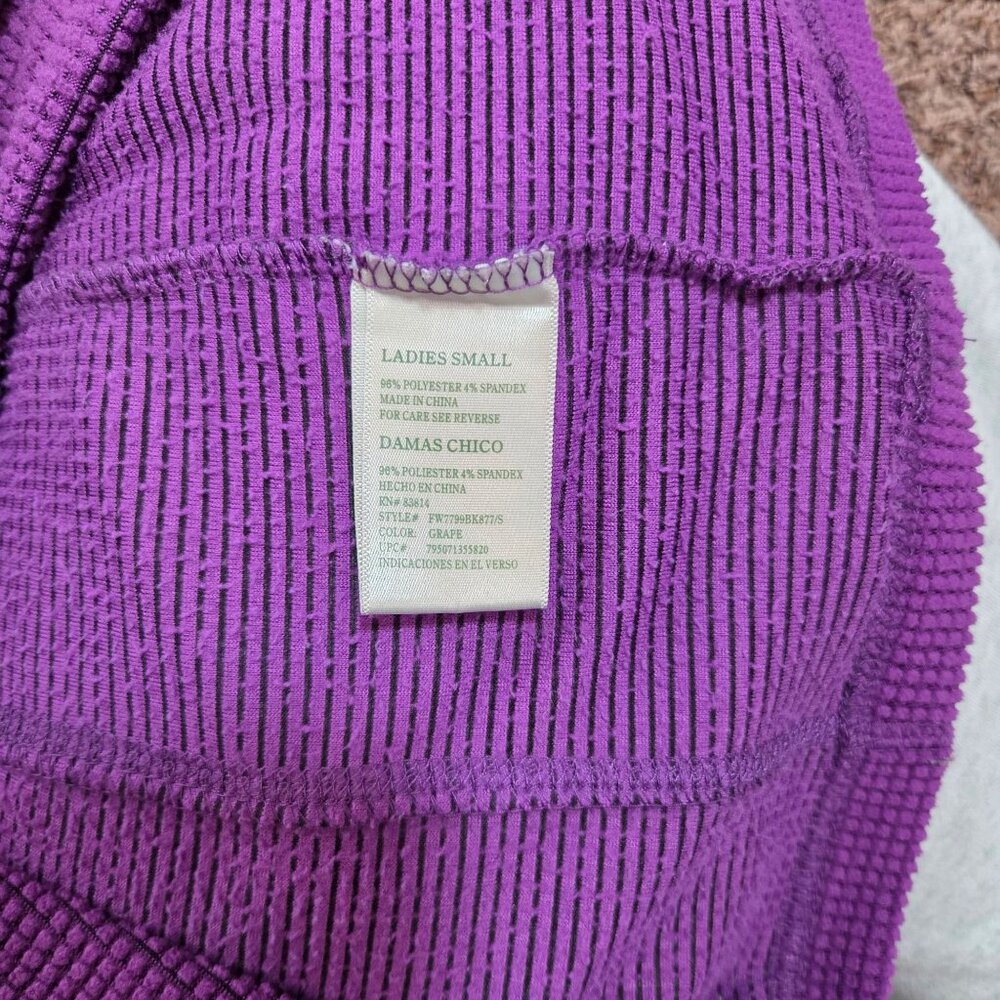 Tangerine Ladies Small Purple 1/4 Zip Waffle Knit Pullover w Pockets - Picture 8 of 8